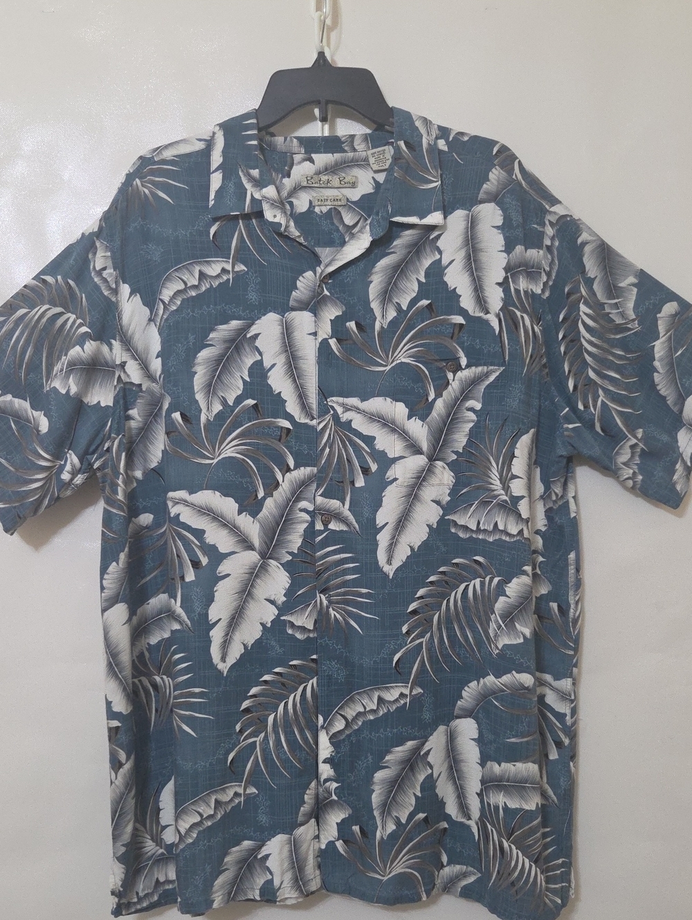Batik Bay Men's Blue/White Hawaiian Tropical Short Sleeve Button-Down Shirt 2XLT